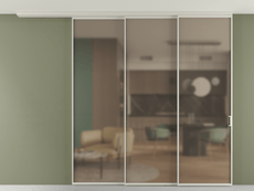 Перегородка Formato вдоль стены на потолок 3 створки с синхронным механизмом