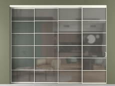 Перегородка Formato внутри проёма 4 створки с синхронным механизмом