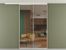 Перегородка Formato вдоль стены на потолок 2 створки с синхронным механизмом