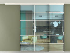 Перегородка Формато вдоль стены на потолок 3 створки с синхронным механизмом