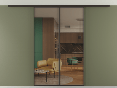 Перегородка Formato вдоль стены на потолок 2 створки