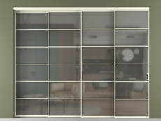 Перегородка Formato внутри проёма 4 створки с синхронным механизмом