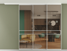 Перегородка Формато вдоль стены на потолок 3 створки с синхронным механизмом