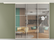 Перегородка Formato вдоль стены на потолок 3 створки с синхронным механизмом