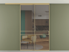 Перегородка Формато вдоль стены на потолок 2 створки с синхронным механизмом