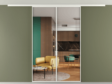 Перегородка Formato вдоль стены на потолок 2 створки