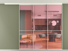 Перегородка Формато вдоль стены на потолок 3 створки с синхронным механизмом