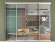 Перегородка Формато внутри проёма 4 створки с синхронным механизмом