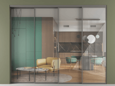 Перегородка Формато внутри проёма 4 створки с синхронным механизмом