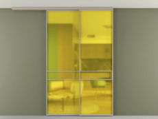 Перегородка Формато вдоль стены на потолок 2 створки с синхронным механизмом