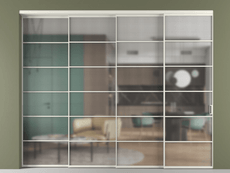 Перегородка Formato внутри проёма 4 створки с синхронным механизмом