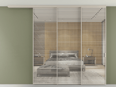 Перегородка Формато вдоль стены на потолок 3 створки с синхронным механизмом