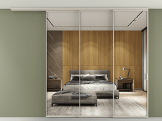 Перегородка Formato вдоль стены на потолок 3 створки с синхронным механизмом