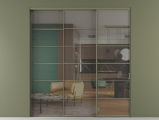 Перегородка Formato внутри проёма 3 створки с синхронным механизмом