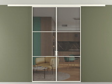 Перегородка Formato вдоль стены на потолок 2 створки