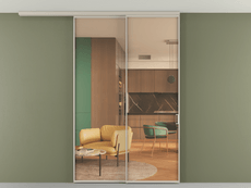 Перегородка Формато вдоль стены на потолок 2 створки с синхронным механизмом