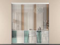 Перегородка Mosaic внутри проёма 3 створки с синхронным механизмом