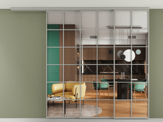 Перегородка Формато вдоль стены на потолок 3 створки с синхронным механизмом