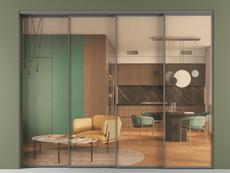 Перегородка Formato внутри проёма 4 створки с синхронным механизмом