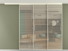 Перегородка Formato вдоль стены на потолок 3 створки с синхронным механизмом