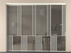 Перегородка Мозаик внутри проёма 4 створки с синхронным механизмом