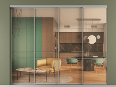 Перегородка Formato внутри проёма 4 створки с синхронным механизмом