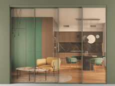 Перегородка Formato внутри проёма 4 створки с синхронным механизмом