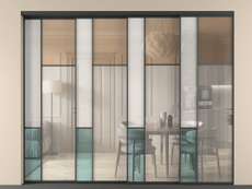 Перегородка Мозаик внутри проёма 4 створки с синхронным механизмом