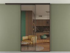 Перегородка Formato вдоль стены на потолок 2 створки с синхронным механизмом