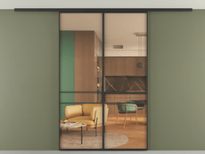 Перегородка Formato вдоль стены на потолок 2 створки