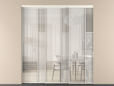 Перегородка Мозаик внутри проёма 3 створки с синхронным механизмом