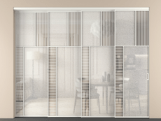 Перегородка Mosaic внутри проёма 4 створки с синхронным механизмом