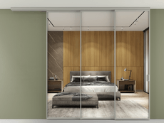 Перегородка Formato вдоль стены на потолок 3 створки с синхронным механизмом