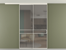 Перегородка Формато вдоль стены на потолок 2 створки с синхронным механизмом