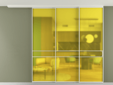 Перегородка Formato вдоль стены на потолок 3 створки с синхронным механизмом