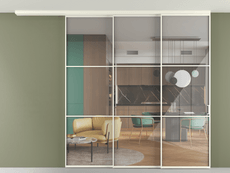 Перегородка Formato вдоль стены на потолок 3 створки с синхронным механизмом