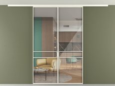 Перегородка Formato вдоль стены на потолок 2 створки