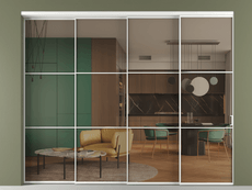 Перегородка Formato внутри проёма 4 створки с синхронным механизмом