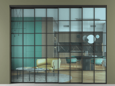 Перегородка Formato внутри проёма 4 створки с синхронным механизмом