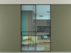 Перегородка Formato внутри проёма скрытое крепление в потолок 2 створки