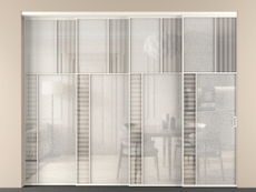 Перегородка Мозаик внутри проёма 4 створки с синхронным механизмом