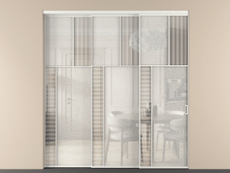 Перегородка Mosaic внутри проёма 3 створки с синхронным механизмом