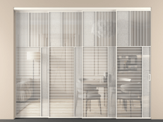 Перегородка Мозаик внутри проёма 4 створки с синхронным механизмом