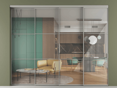 Перегородка Формато внутри проёма 4 створки с синхронным механизмом