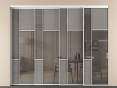 Перегородка Мозаик внутри проёма 4 створки с синхронным механизмом