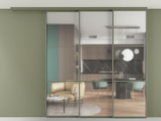 Перегородка Формато вдоль стены на потолок 3 створки с синхронным механизмом