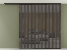 Перегородка Formato вдоль стены на потолок 3 створки с синхронным механизмом