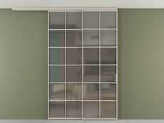 Перегородка Formato вдоль стены на потолок 2 створки с синхронным механизмом