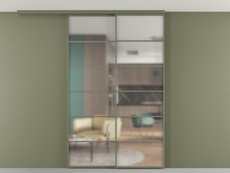 Перегородка Formato вдоль стены на потолок 2 створки с синхронным механизмом