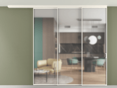 Перегородка Formato вдоль стены на потолок 3 створки с синхронным механизмом